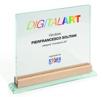 Targa cristallo con supporto in legno
